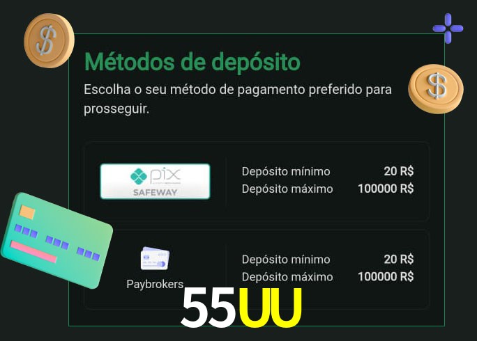 O cassino 55UU oferece uma grande variedade de métodos de pagamento